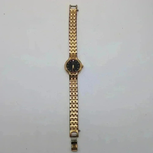 Seiko Watch Gold Tone Black Face monogramed SJS not working - Picture 2 of 5